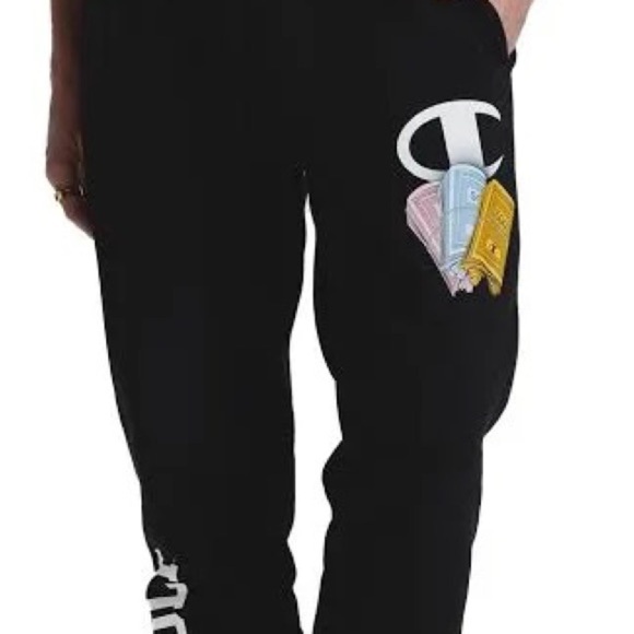 Champion Monopoly Reverse Weave Sweatpants Black small rare euc joggers - Picture 8 of 14